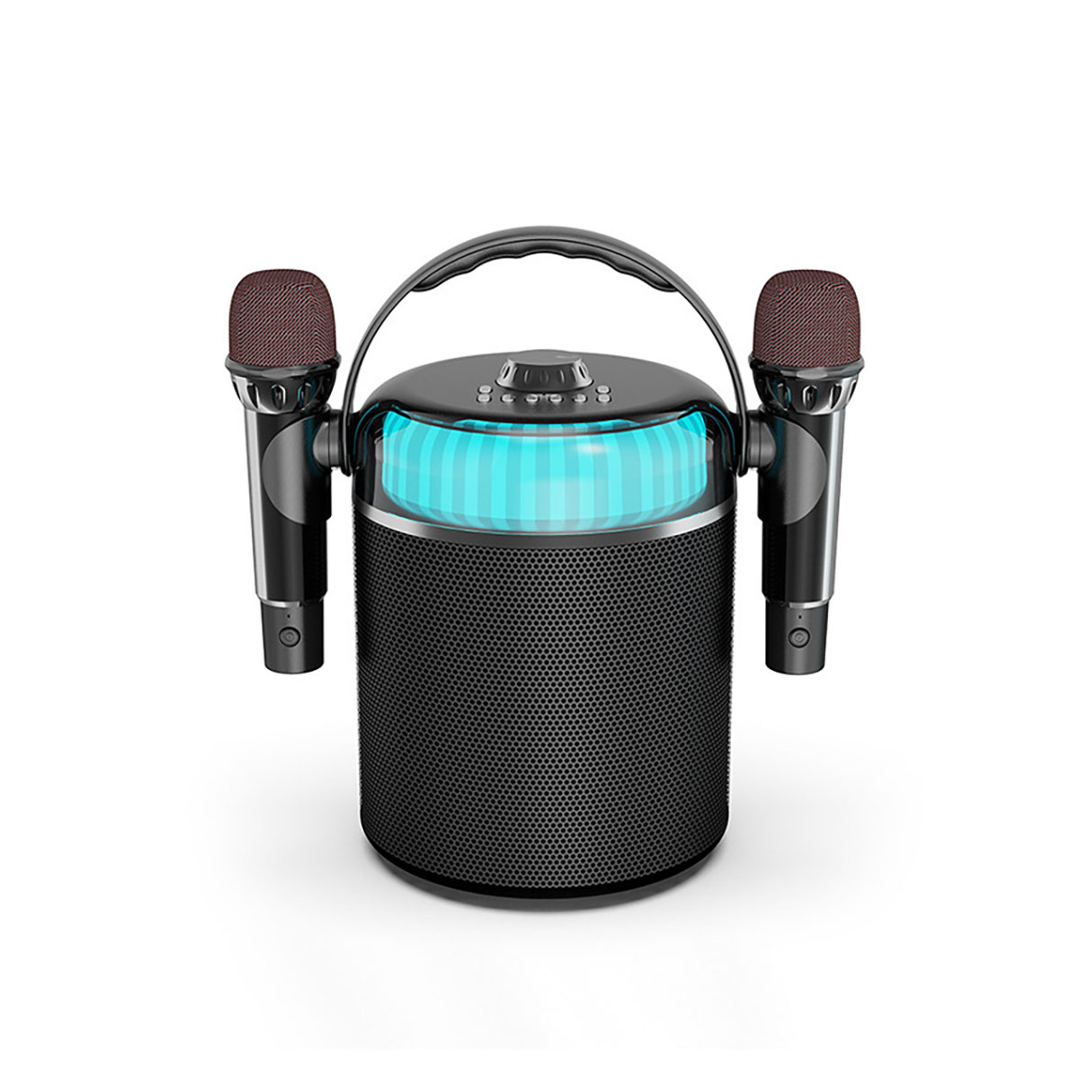 ENBAOXIN Bluetooth-Audio mit Mikrofon, Farbbeleuchtung, Schwarz Akkus Bluetooth-Lautsprecher, des Langlebigkeit