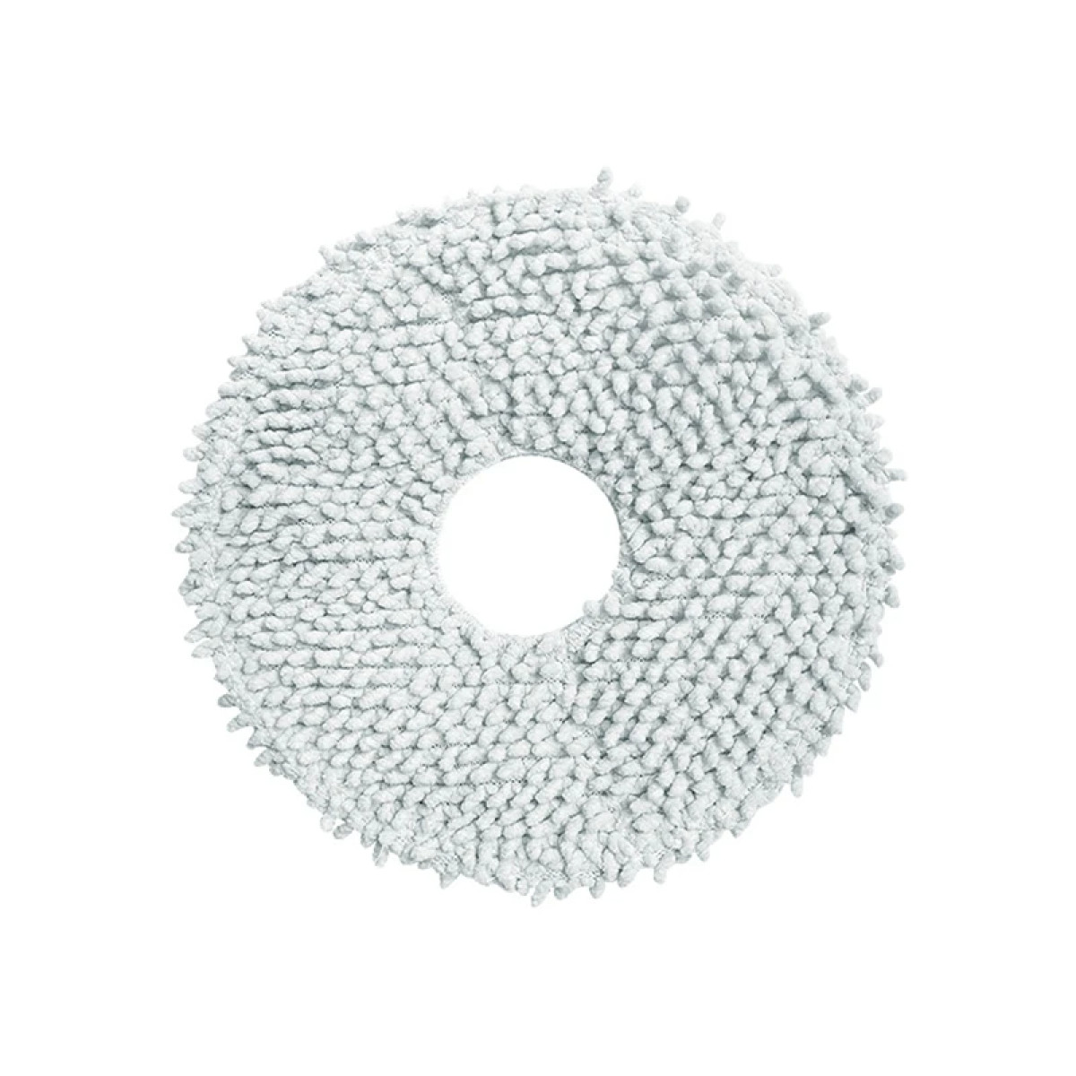 Biała, okrągła głowica mopa z teksturowaną powierzchnią.