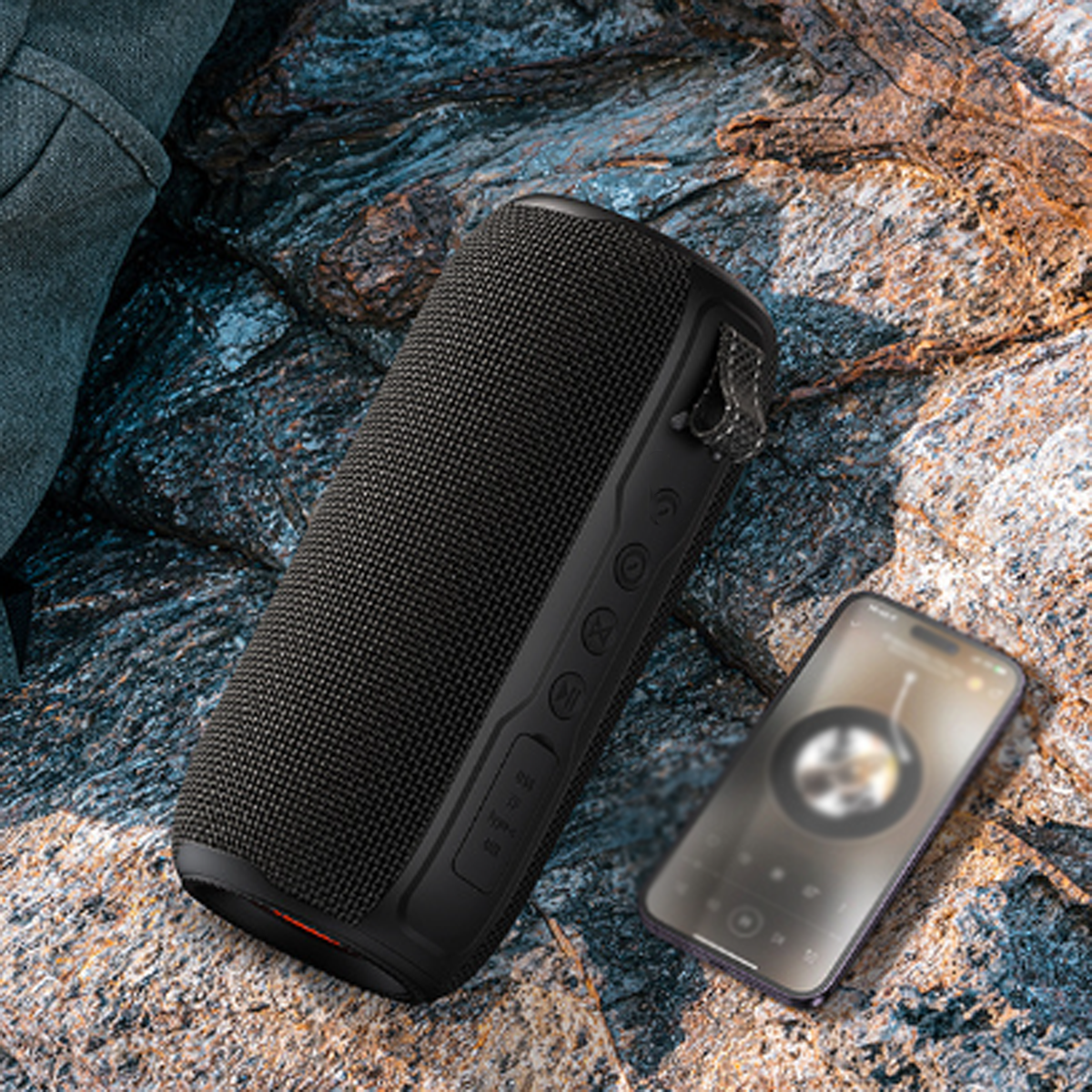 ENBAOXIN Tragbare Bluetooth-Stereoanlage für Schwarz, Draußen, Subwoofer RGB-Lichteffekt, mit Bluetooth-Lautsprecher, Wasserfest Wasserdicht