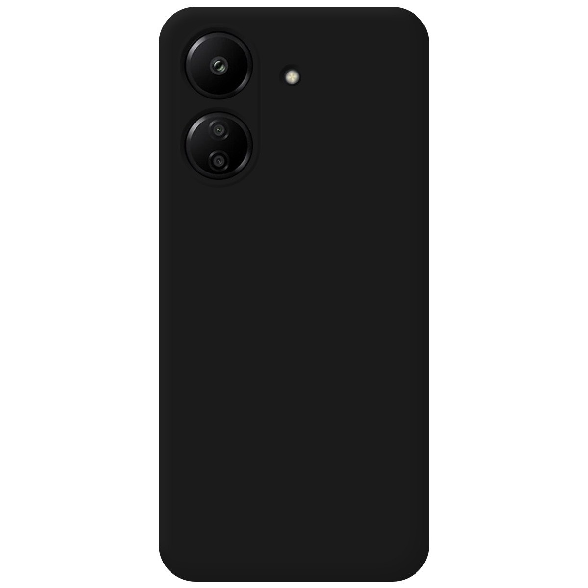 Telefono nero con due fotocamere posteriori. Nessuna custodia.