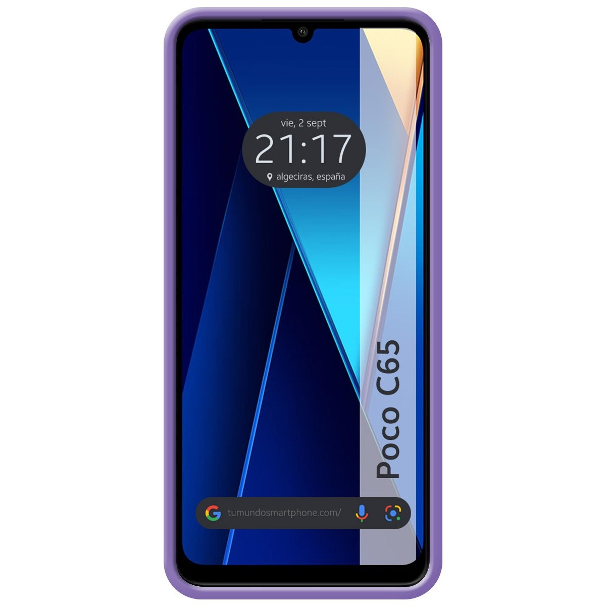 Custodia per telefono viola con schermo del telefono.