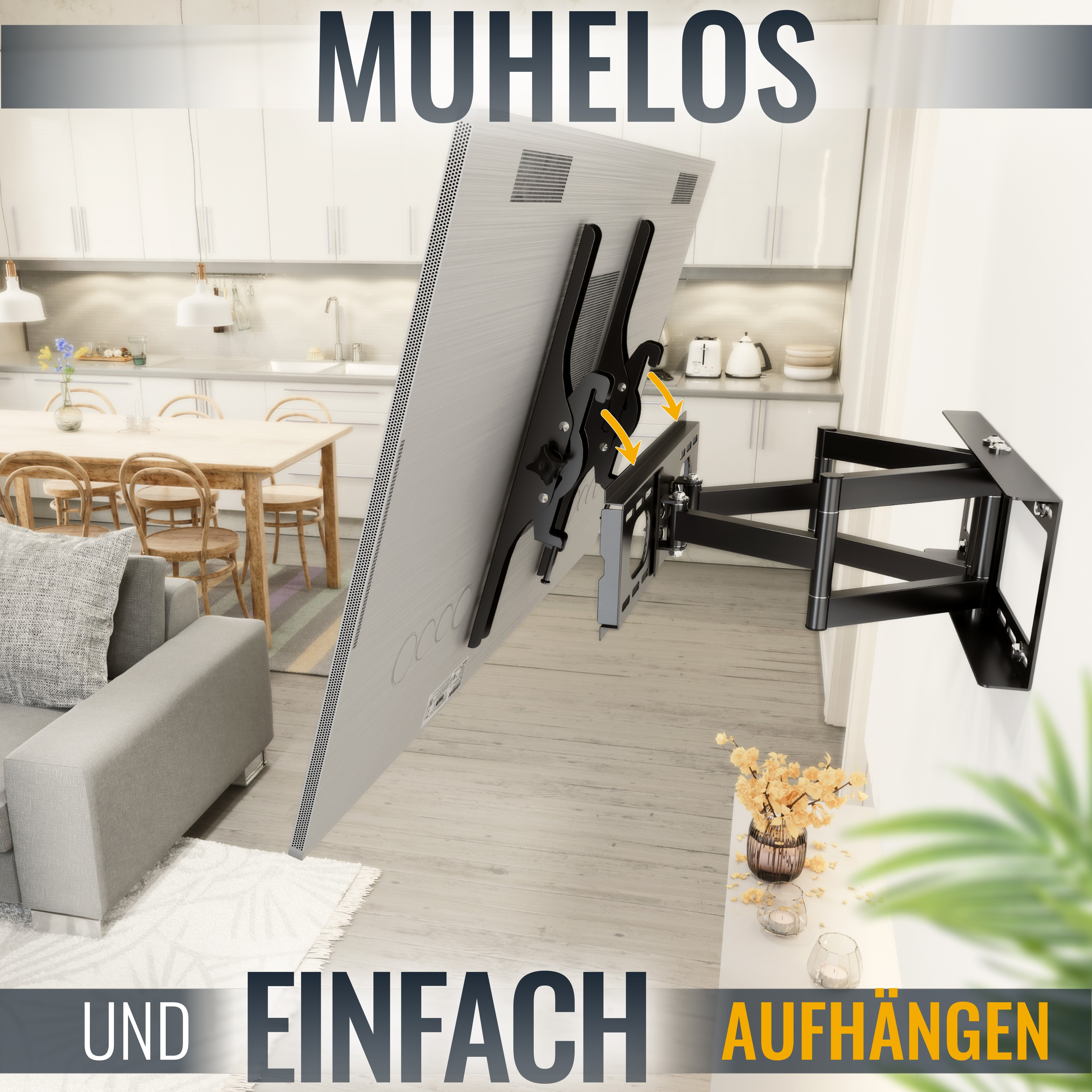 RICOO R28 ausziehbar Wandhalterung, schwenkbar Fernseher x TV auch VESA neigbar universal curved 400 Halterung Schwarz 400