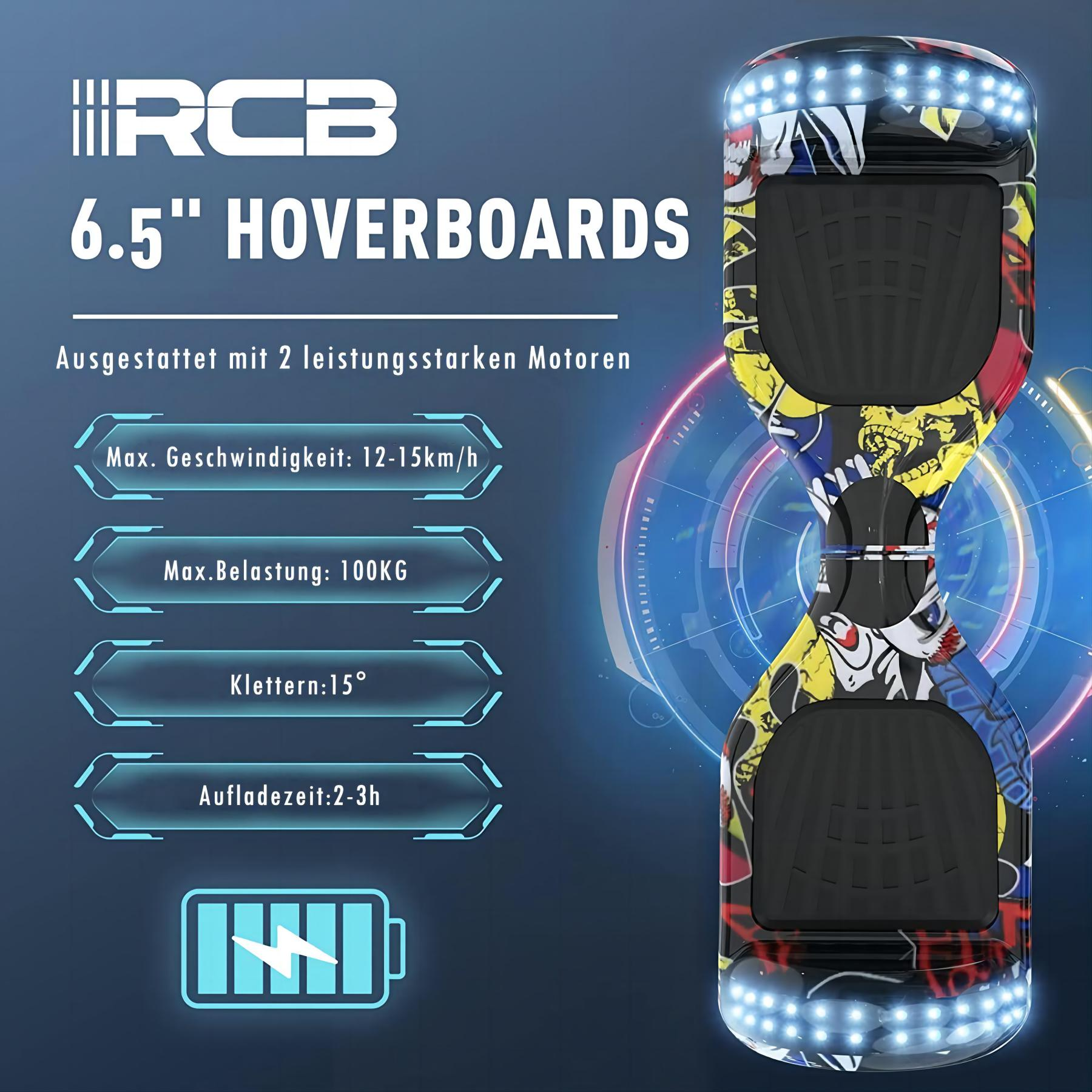 RCB Hoverboard für Kinder Balance Board Hippop) (6,5 Zoll