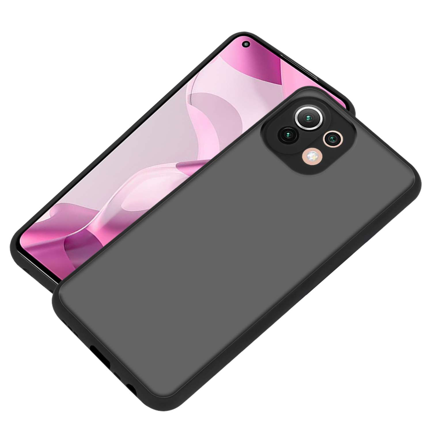 Hülle Kunststoff und Backcover, Matt TPU mit Hybrid Silikon CADORABO matter / Xiaomi, 5G) NE, / 11 Innenseite Rückseite, (4G Schwarz Mi LITE LITE 11 Schutzhülle