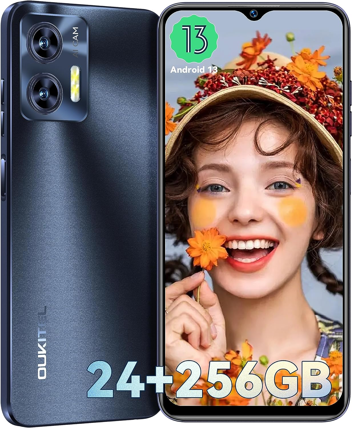 24GB Android OUKITEL 13 Schwarz Dual C35 256 GB SIM