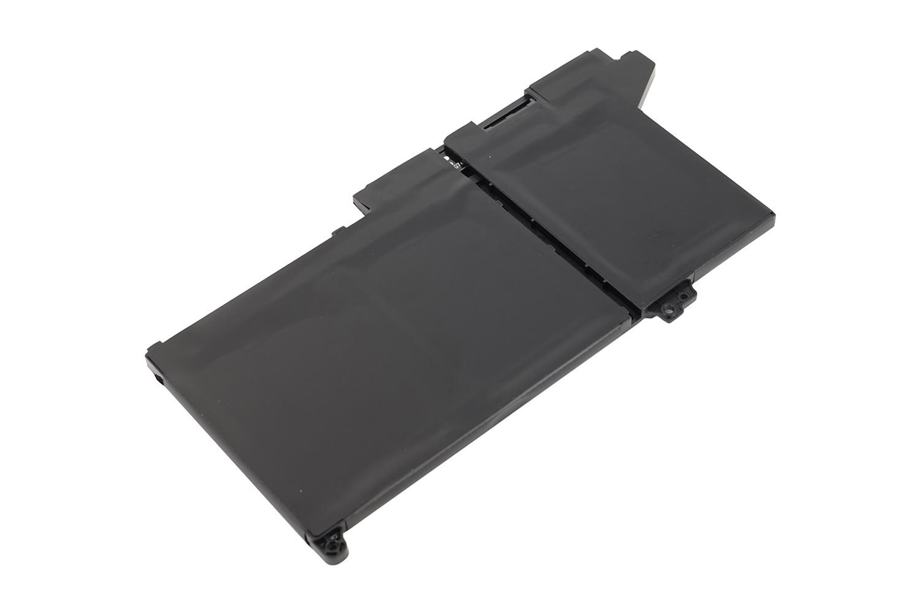 Schwarzer, rechteckiger Laptop-Akku. Scheint neu und unbenutzt zu sein.