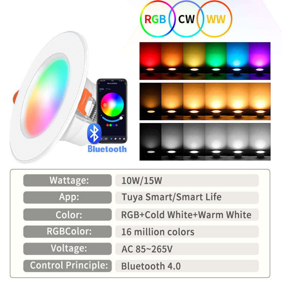 PROSCENIC Bluetooth Dimmer Weiß, RGB 10W Smarte Warm, Deckenleuchte