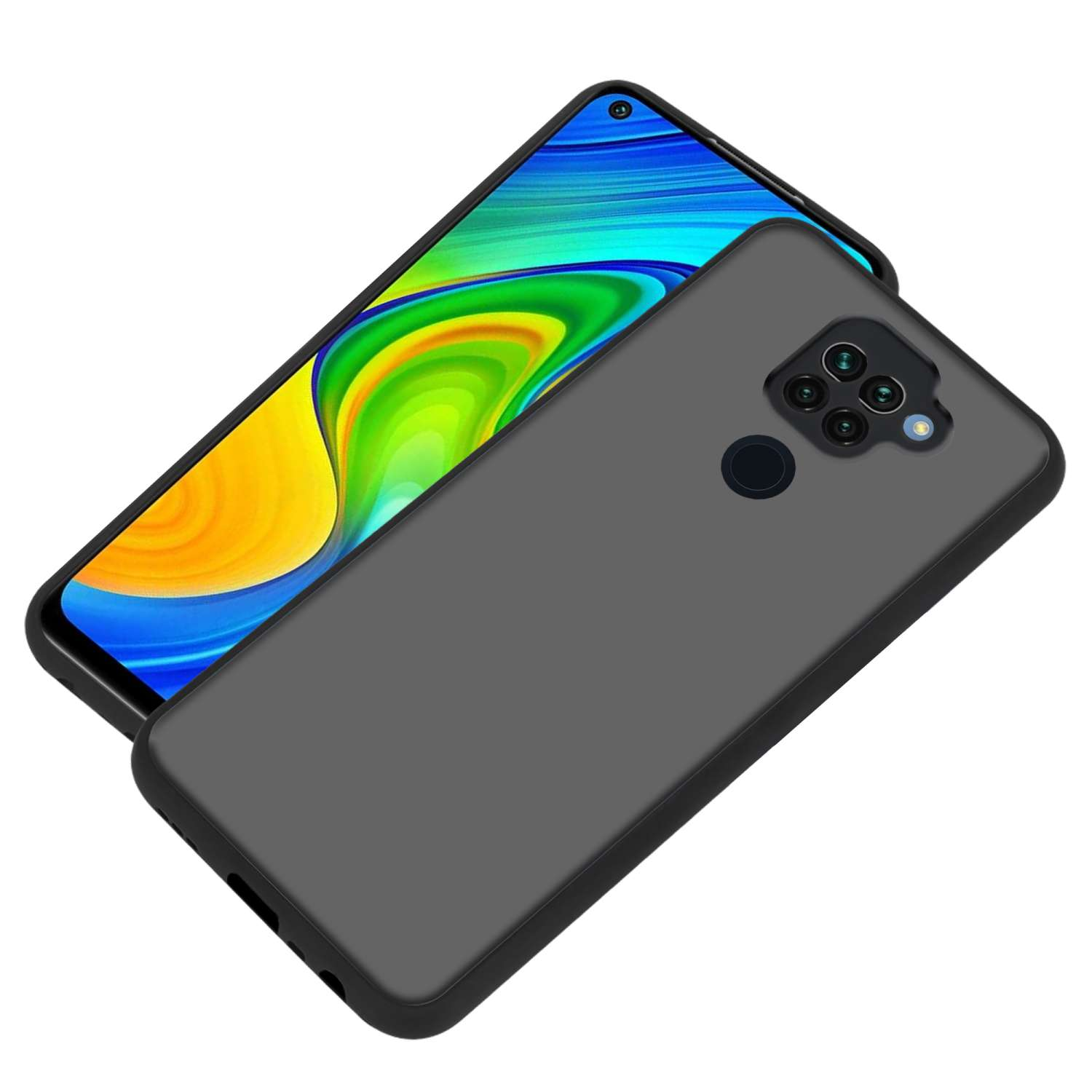 CADORABO Hülle mit Backcover, NOTE Hybrid und Innenseite RedMi Xiaomi, Schwarz Schutzhülle Rückseite, Silikon Matt TPU 9, matter Kunststoff