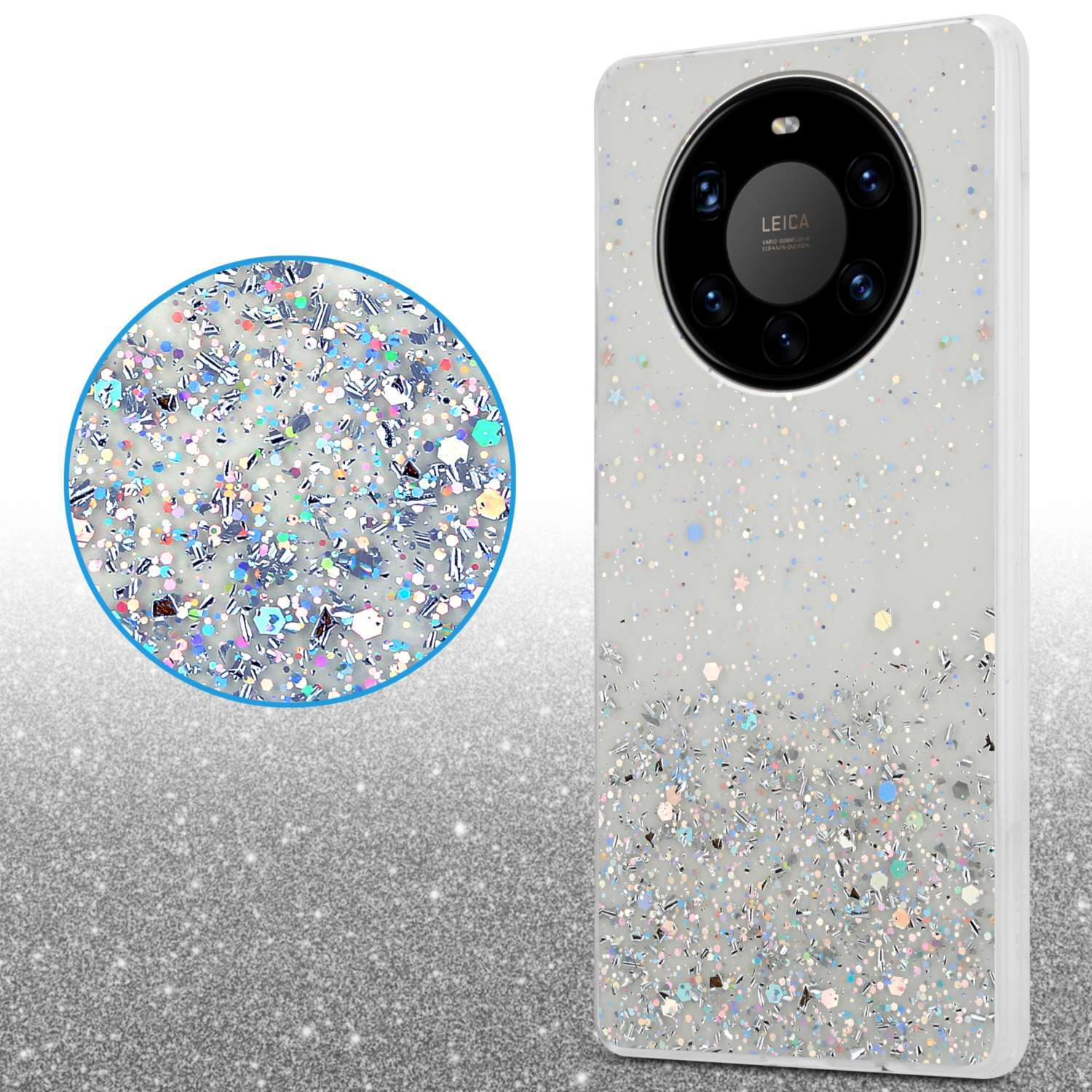 mit PRO, 40 Transparent Schutzhülle Glitter Glitter, CADORABO MATE funkelnden Huawei, mit Backcover,