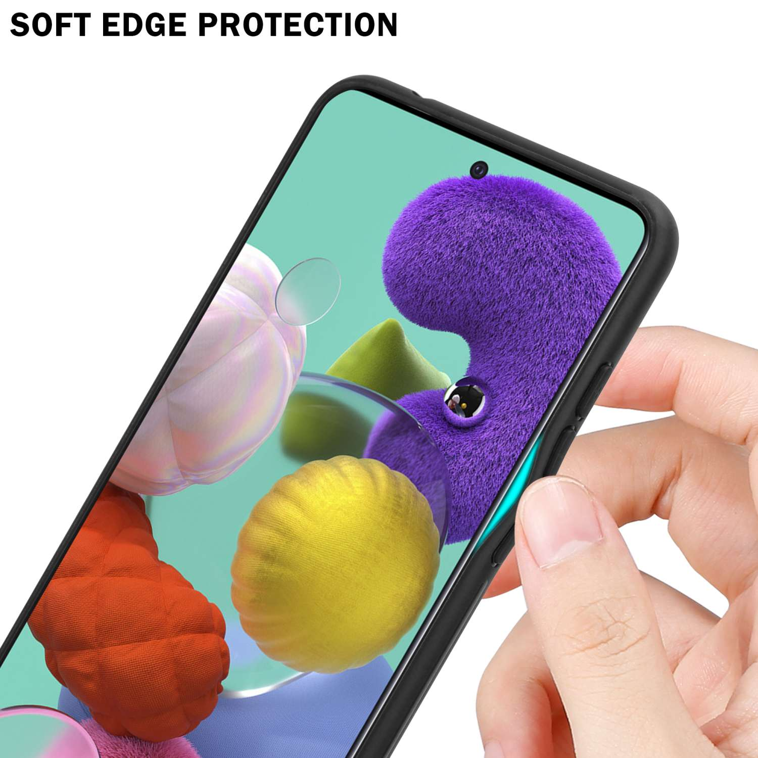 CADORABO Hülle aus TPU Silikon 5G, - ROT Galaxy Backcover, Farben Samsung, A51 Glas, 2 SCHWARZ