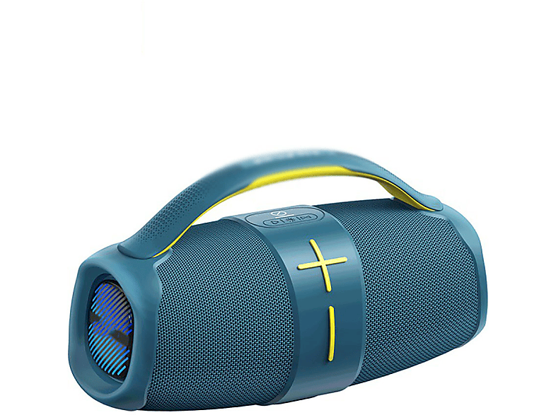 ENBAOXIN Subwoofer-Bluetooth-Lautsprecher, 7 Farben, Rhythmischer Lichteffekt, TWS Doppelkonnektivität Bluetooth-Lautsprecher, Blau, Wasserfest