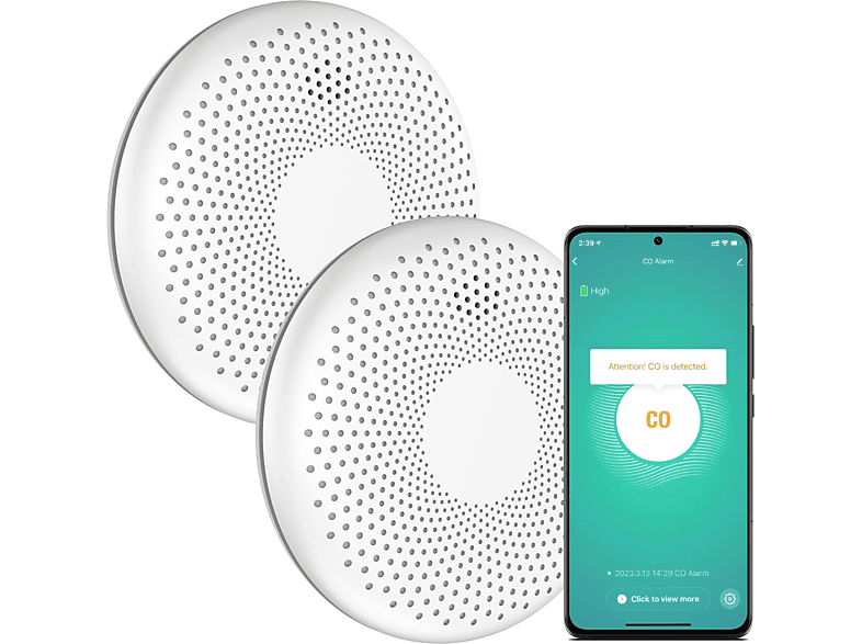 AROHA Smart Connect Combimelder - CO & Rookmelder - Combimelder - Rookmelder en koolmonoxidemelder met 10 jaar batterij Wit