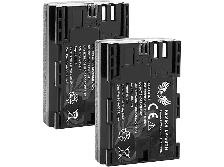 SKGAMES 2x Akku Passend für Canon LP-E6NH / LP-E6N / LP-E6 Li-ion Akku, 2250mAh