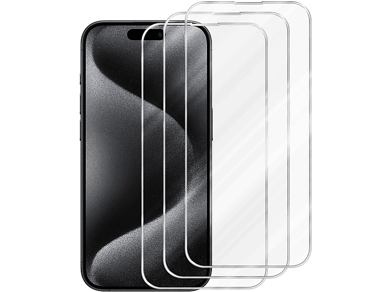 CADORABO 3x Schutzglas Tempered Glas Schutzfolie(für Apple iPhone 15 PRO MAX)