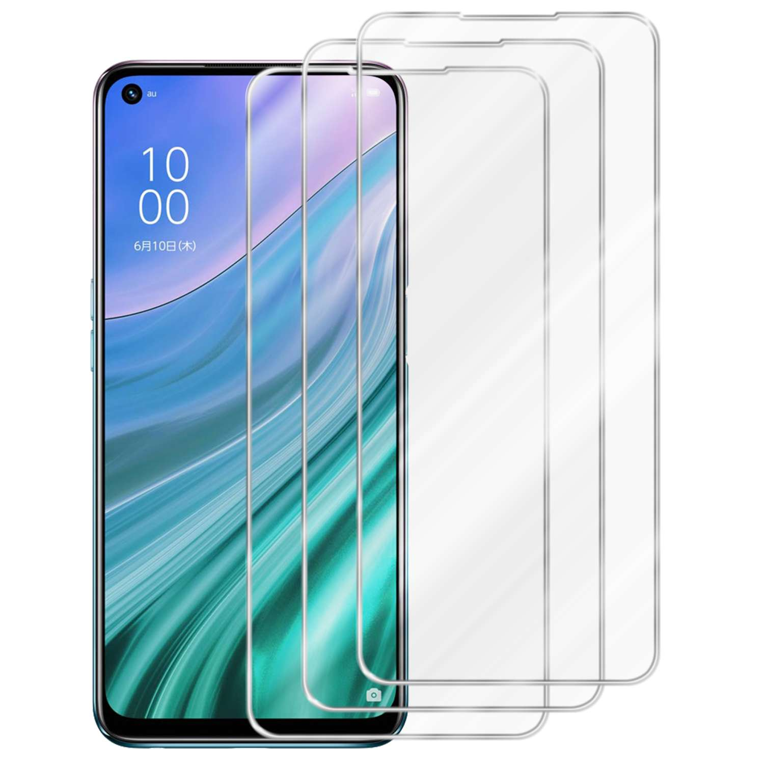 Tre protezioni per schermo trasparenti sullo schermo del telefono.