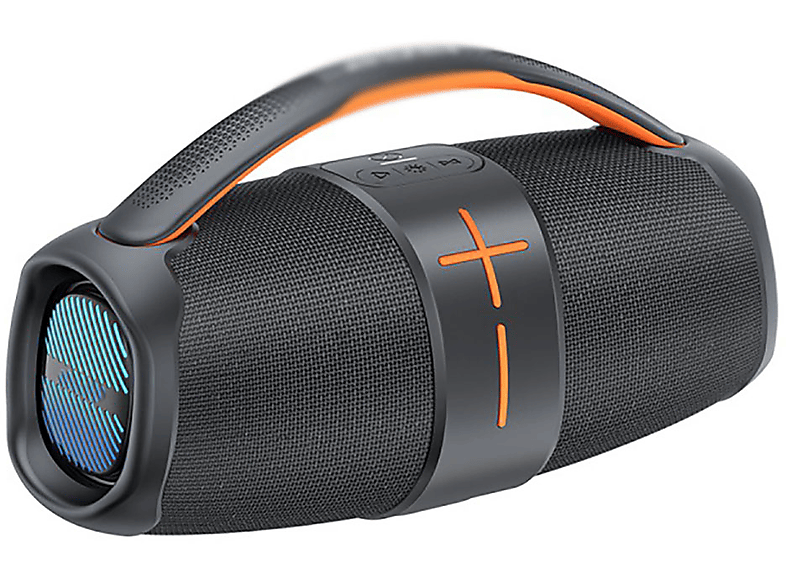 ENBAOXIN Subwoofer-Bluetooth-Lautsprecher, 7 Farben, Rhythmischer Lichteffekt, TWS Doppelkonnektivität Bluetooth-Lautsprecher, Schwarz, Wasserfest