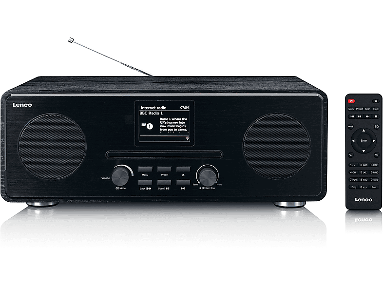LENCO DIR-261BK DAB+ Radio, Internetradio, DAB+ & FM-Empfang, DAB, FM, Internet Radio, Bluetooth, Schwarz