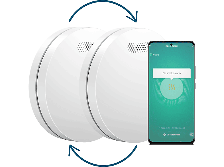 AROHA Smart Connect & Link - 10 Jahres Batterie - 2 Set Rauchmelder, WLAN und Vernetzt, weiß | Smarte Innenkameras