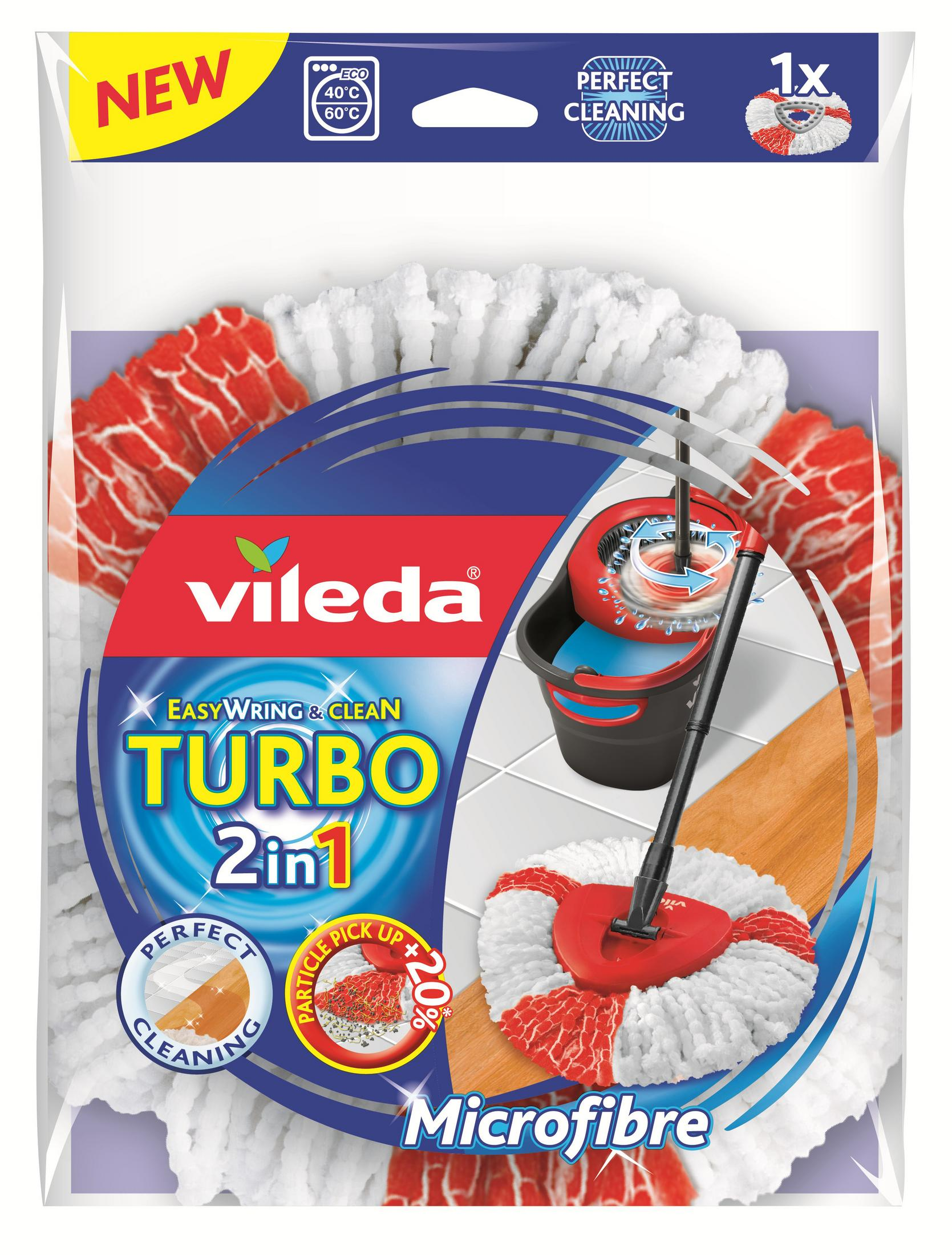 VILEDA 151609 TURBO 2IN1 ERSATZ, WISCHMOP Ersatzkopf EASYWRING&CLEAN