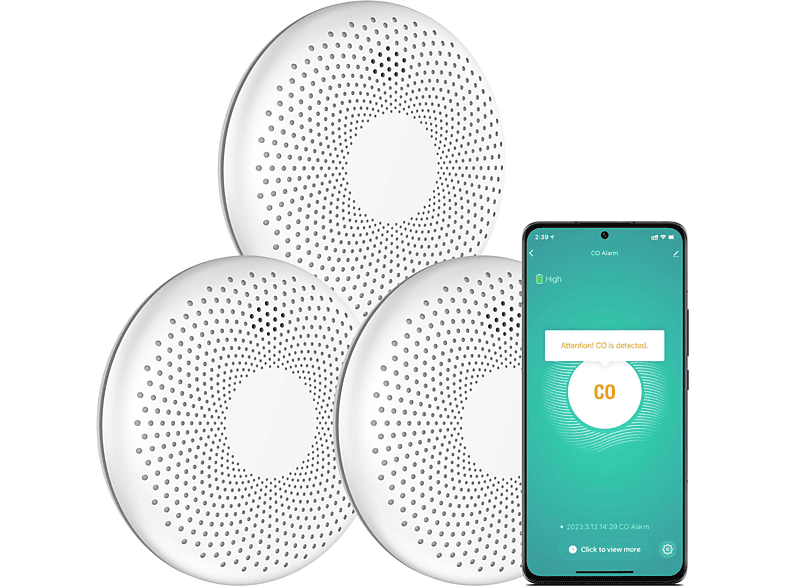 AROHA Smart Connect Combimelder - CO & Rookmelder - Combimelder - Rookmelder en koolmonoxidemelder met 10 jaar batterij Wit