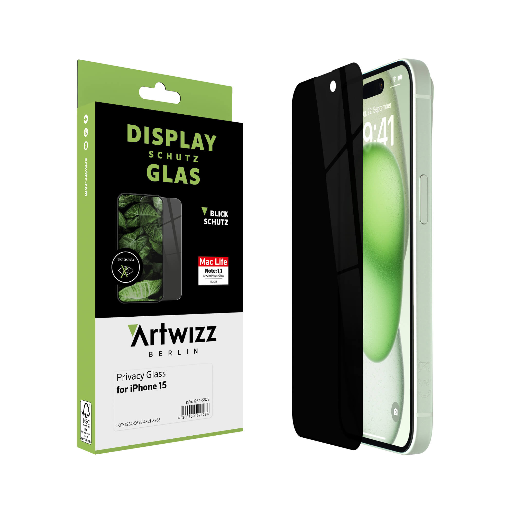 15) Apple PrivacyGlass iPhone ARTWIZZ Displayschutz(für