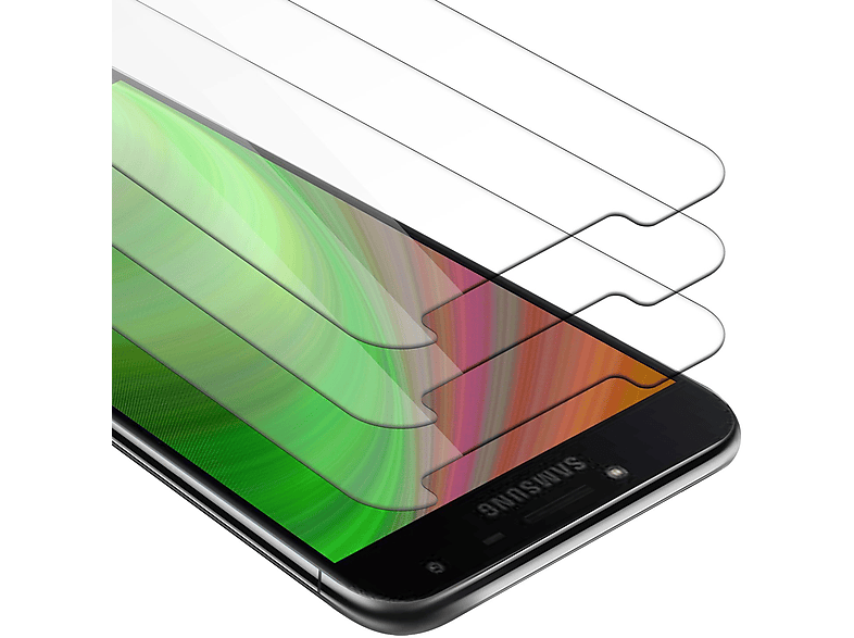 CADORABO 3er Pack Tempered Glass Folie(für Display Schutz Samsung Galaxy Display Glas J3 Schutz 2018)