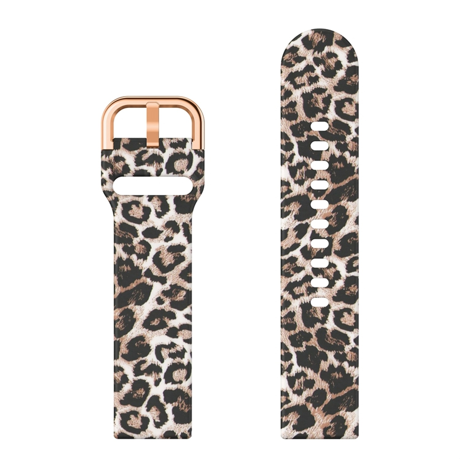 Armbanduhr mit Leopardenmuster, mit goldener Schnalle.