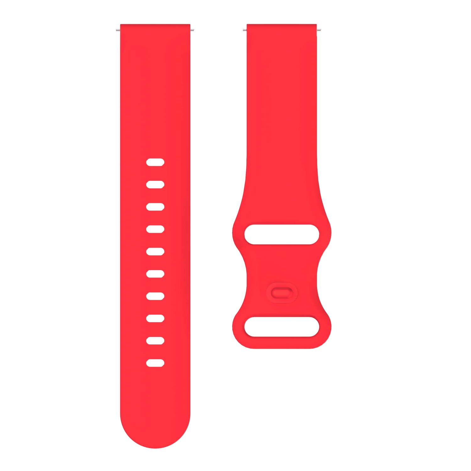 Rote Armbänder. Zwei rote Armbänder. Eines ist mit einer Uhr verbunden und das andere ist separat.