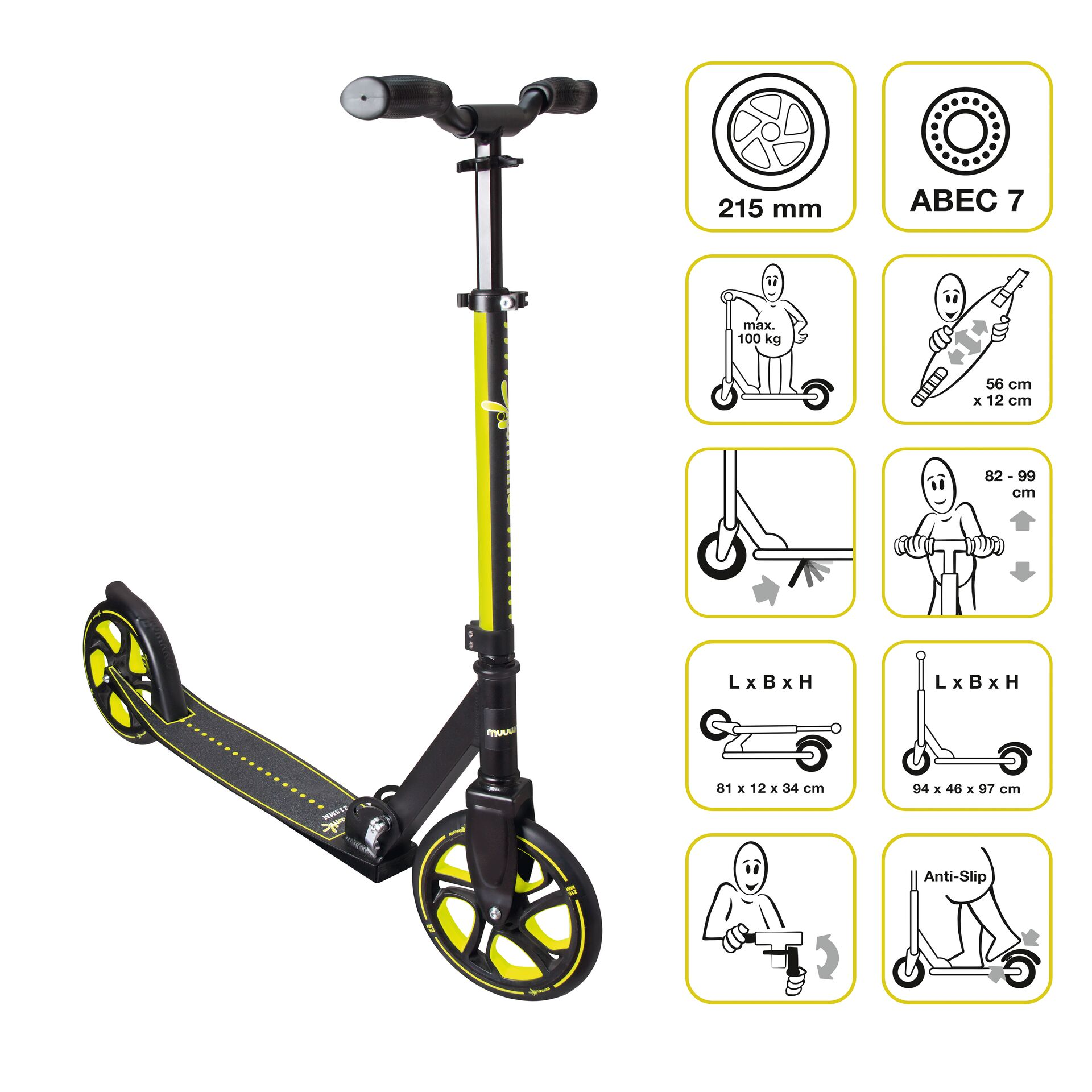 mm 215 Scooter Aluminium Pro lime MUUWMI Kinderfahrzeug