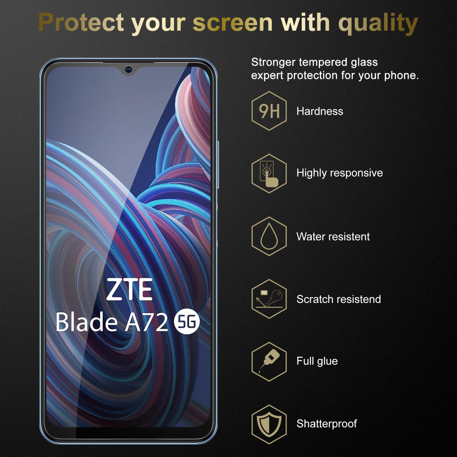 Cadorabo Vetro Protettivo Per ZTE Blade L7 - Pellicola Temperata 9H, Alta Trasparenza, Compatibile 3D Touch