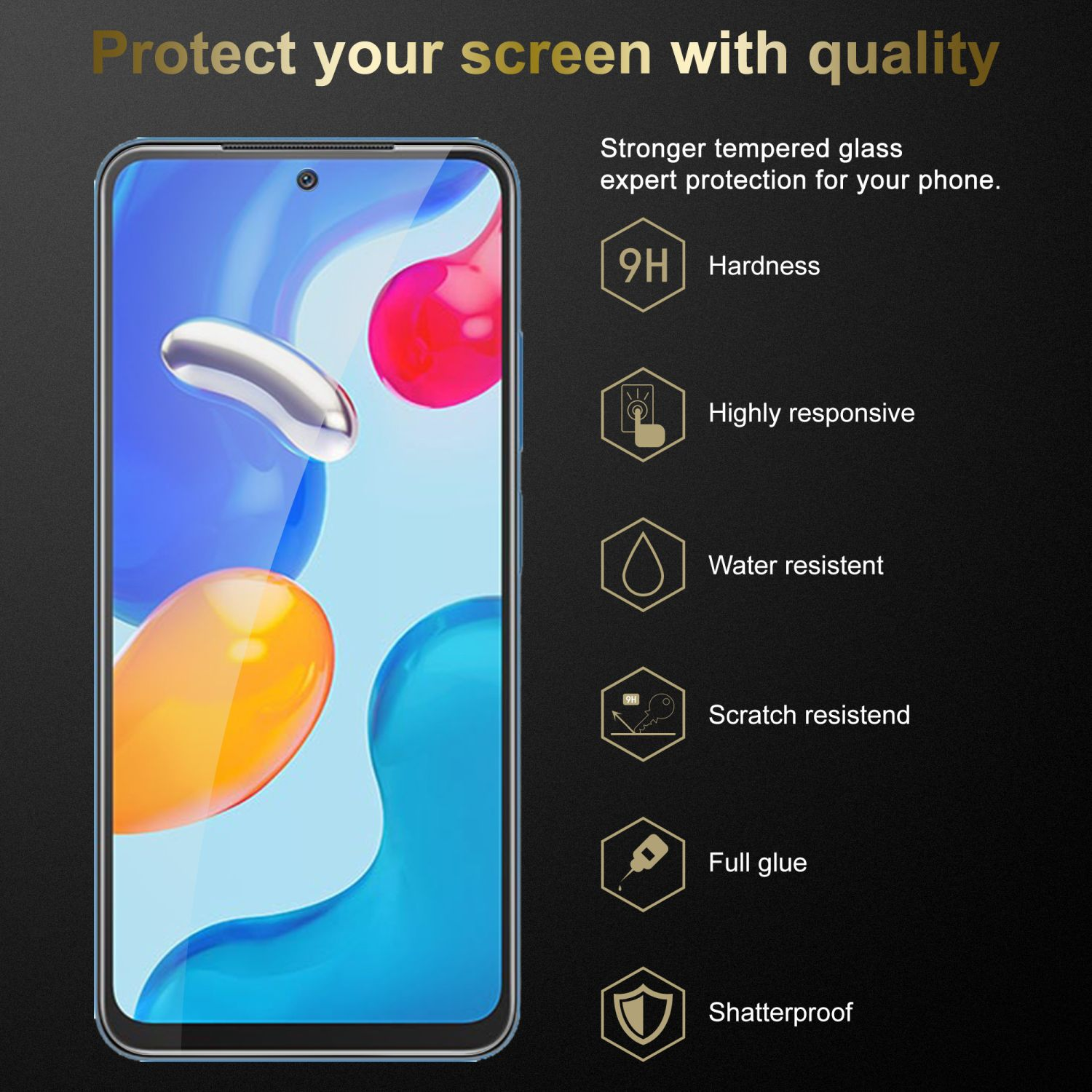 Cadorabo Pellicola In Vetro Temperato Per Xiaomi RedMi 7A - Trasparente Con Bordo Nero - Durezza 9H, Copertura Completa, Compatibile 3D Touch - Facile Applicazione