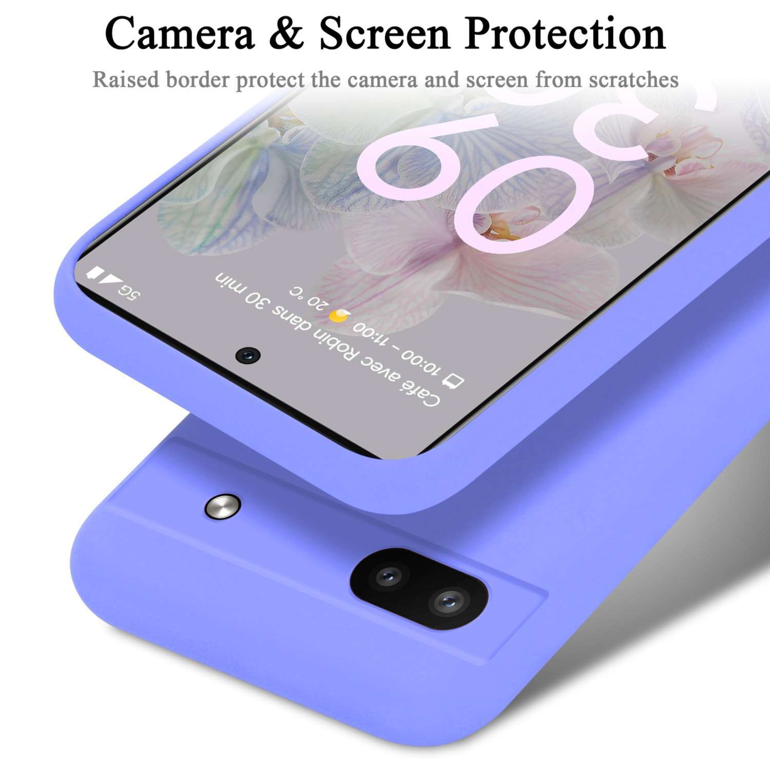 CADORABO Hülle im Backcover, Case LIQUID Style, 6A, Google, Liquid Silicone HELL PIXEL LILA