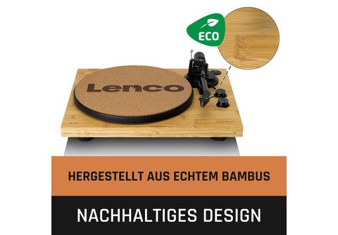LENCO LBT-335BA - Plattenspieler mit aus MediaMarkt | Bambus-Schwarz Bambus Ortofon - 2M Plattenspieler und Tonabnehmer Bluetooth®,Gehäuse Red