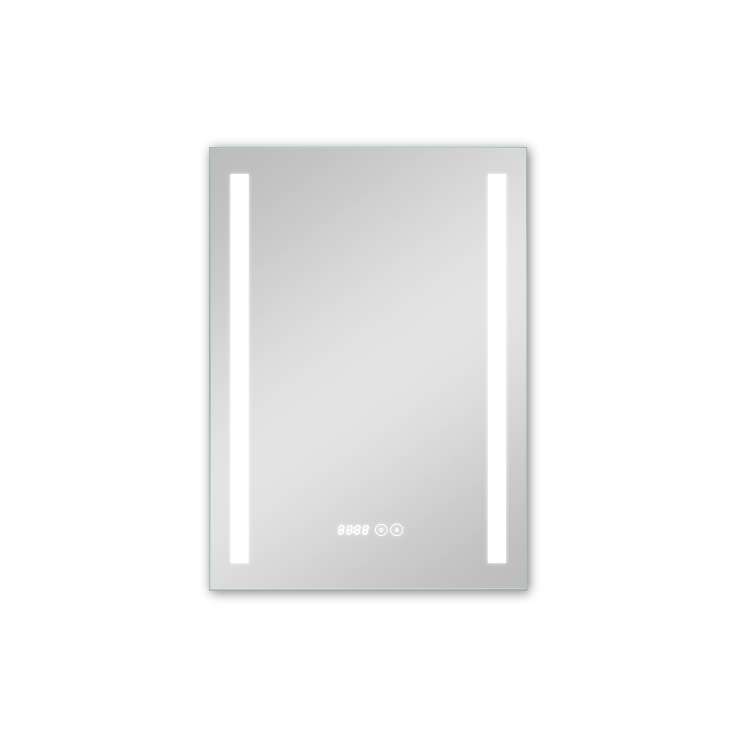 Badezimmerspiegel LED mit HOKO mit Digital Lichtfarbe Kaltweiß 50x70 Uhr Badspiegel cm Uhr