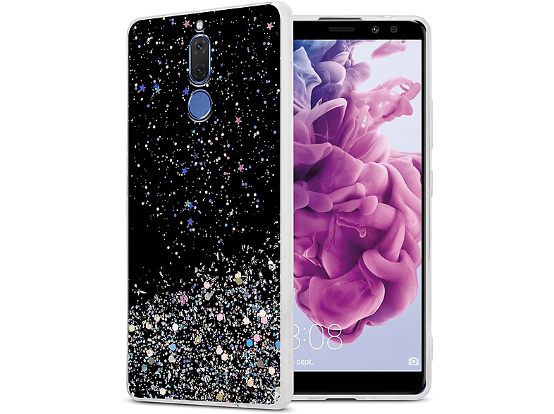 Cadorabo Custodia Per Huawei Nova 5i / P20 Lite 2019 – Cover In Silicone TPU Viola Con Glitter, Ultra Sottile