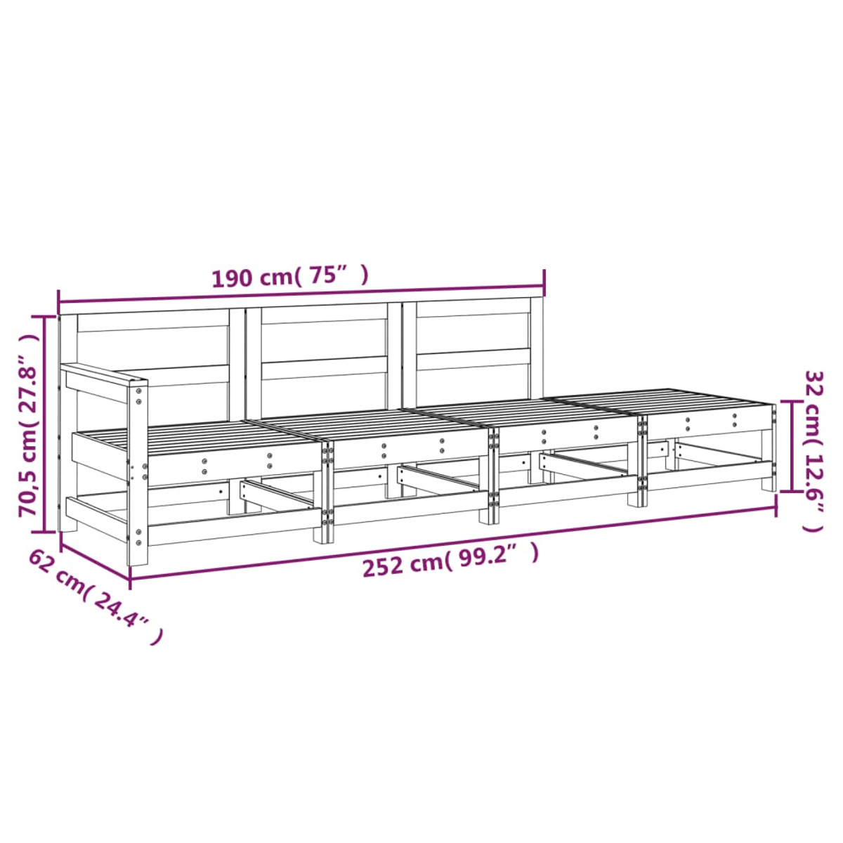 VIDAXL 825537 Gartensofa, Honigbraun