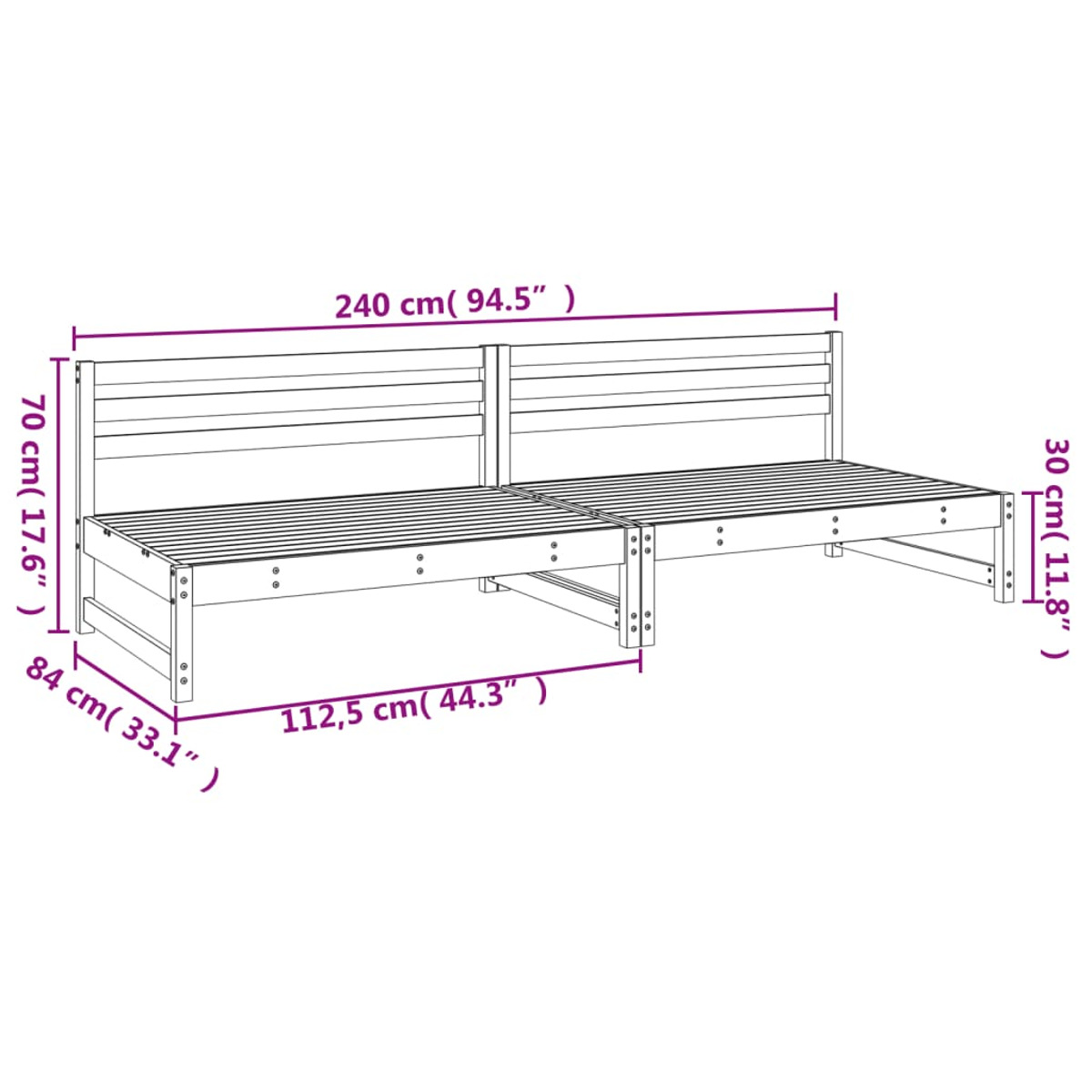 VIDAXL Gartensofa, Schwarz 825720