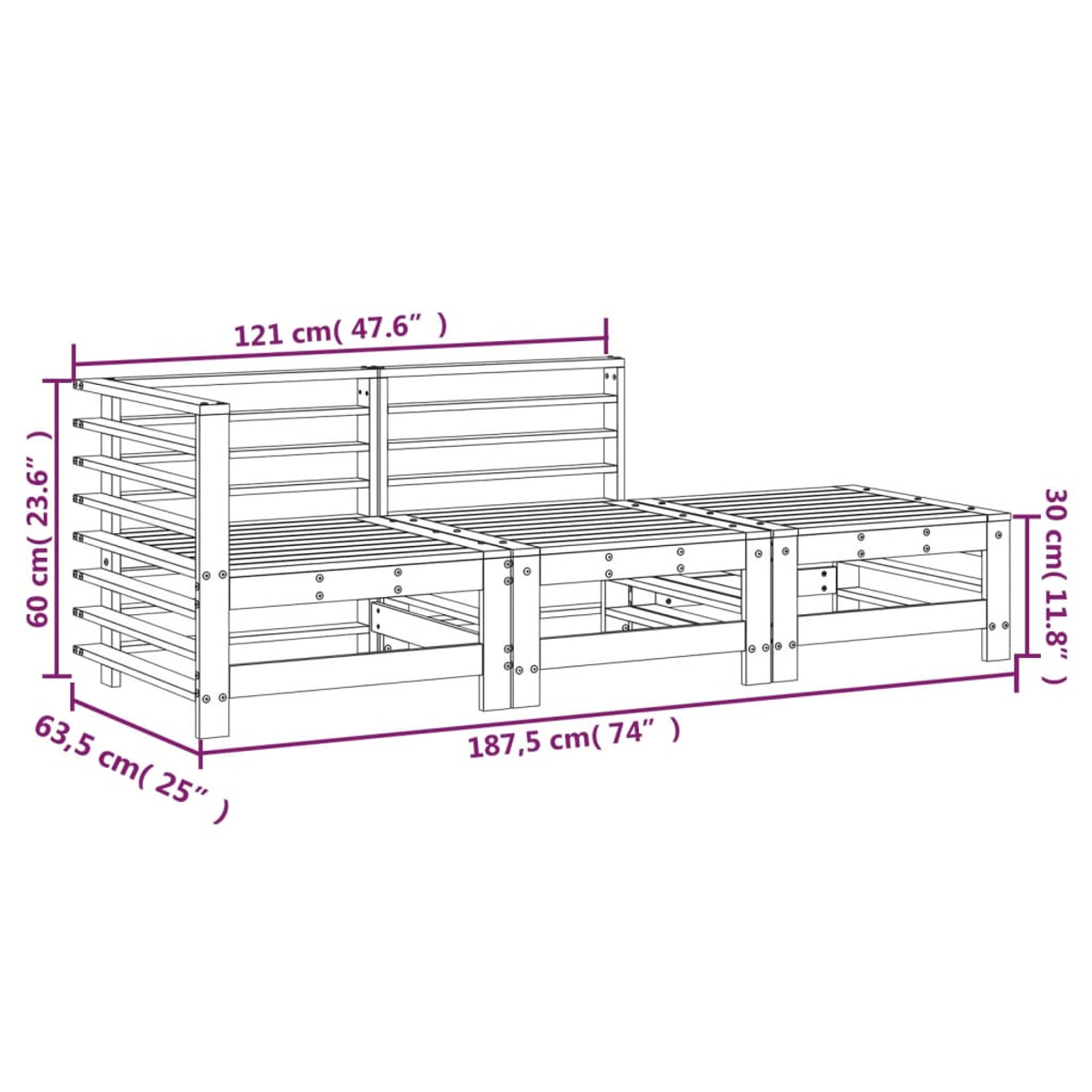 825652 Gartensofa, VIDAXL Natur