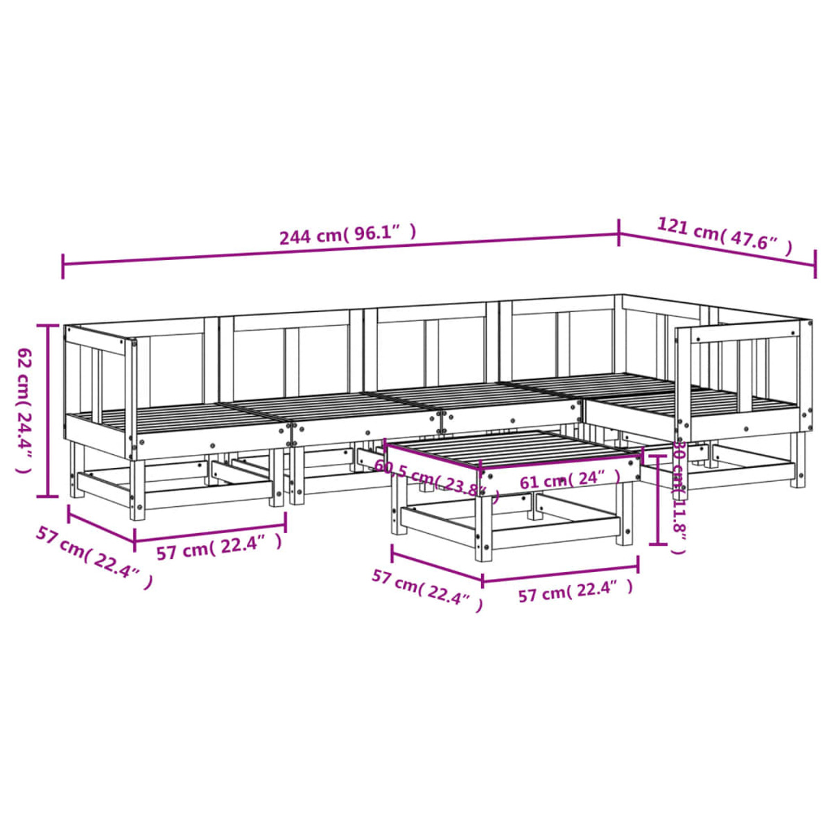 VIDAXL 3186448 Gartentisch- und Honigbraun Stuhlset