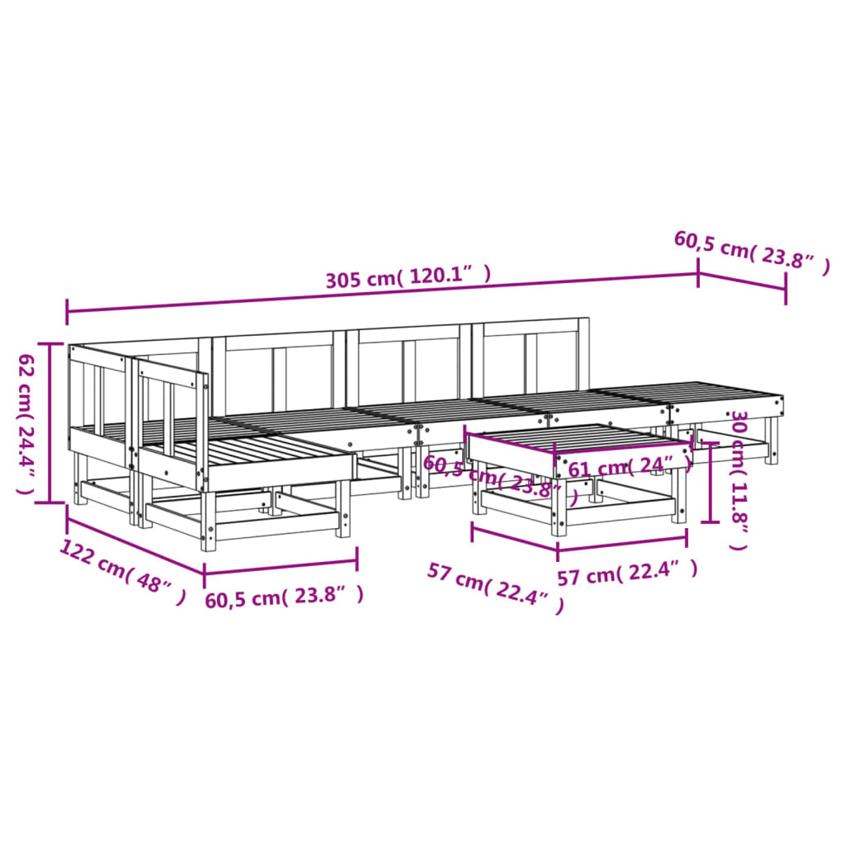 VIDAXL 3186512 Gartentisch- und Schwarz Stuhlset