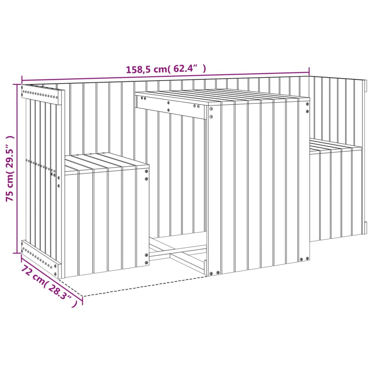 VIDAXL 825063 Natur Stuhlset, und Gartentisch