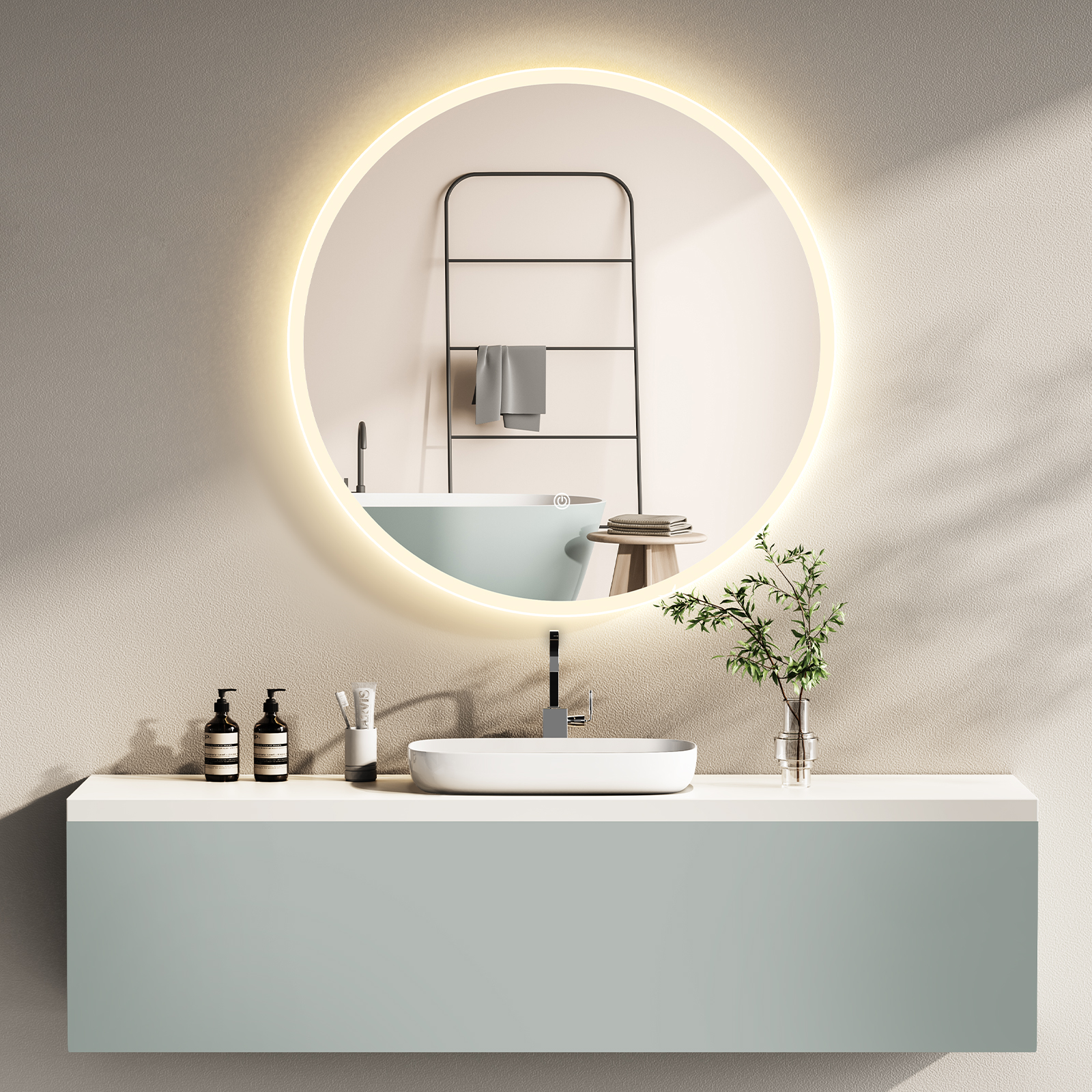 HOKO HOKO LED Spiegel 80cm+3 Lichtfarbe Kaltweiß Lichtfarben Badspiegel