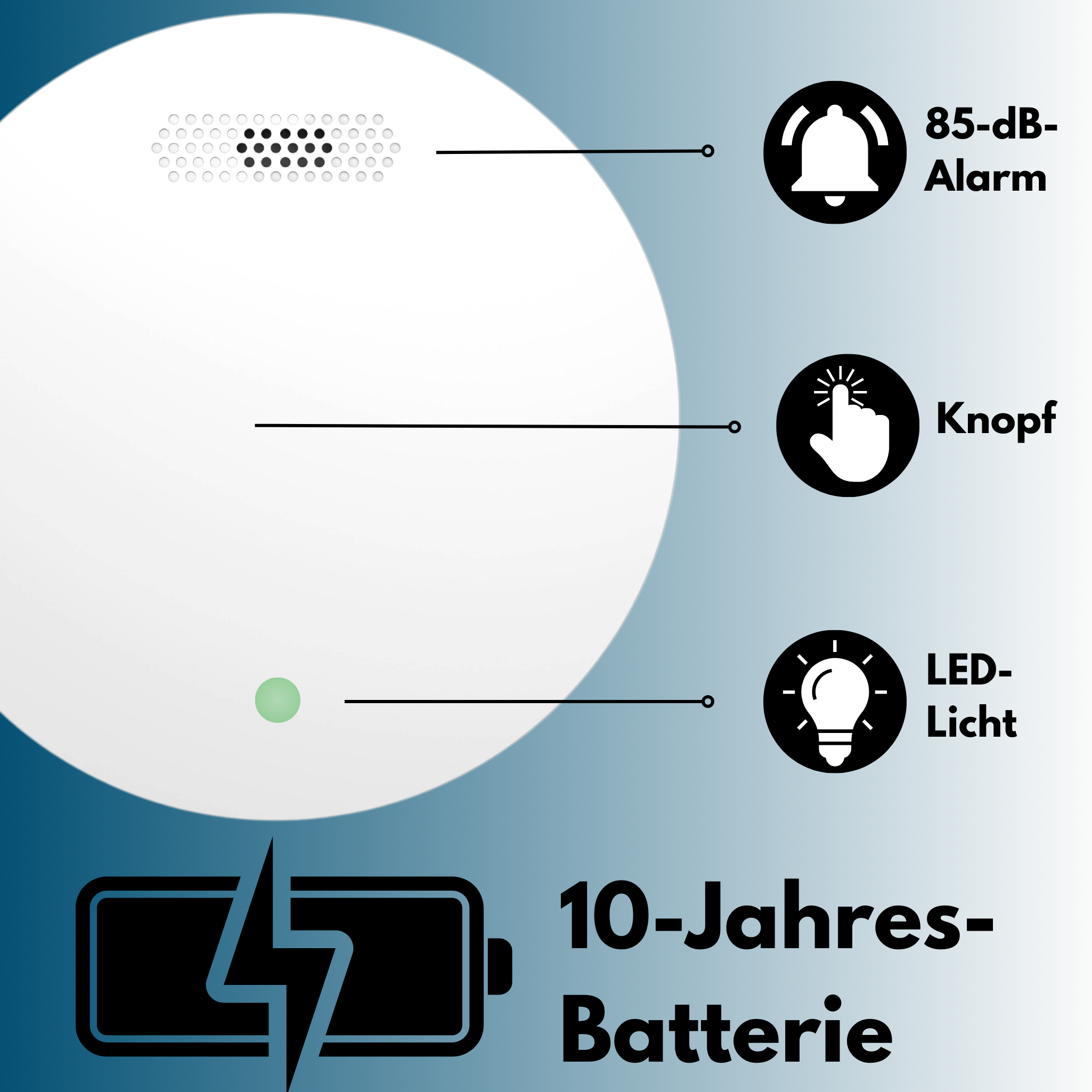 AROHA Link - 10 Batterie vernetzte - Set weiß Rauchmelder, Jahres 5