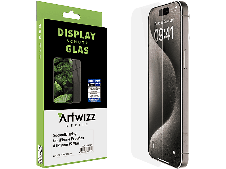 ARTWIZZ SecondDisplay Displayschutz(für 15 iPhone 15 Plus) Apple Pro iPhone Max