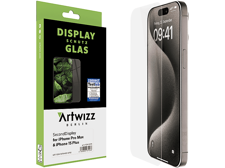 15 Max, ARTWIZZ Displayschutz(für Apple Pro 15 iPhone SecondDisplay iPhone Plus)