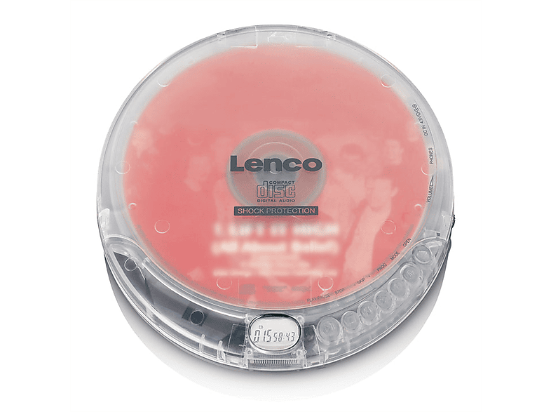 LENCO CD-202TR - Anti-shock Tragbarer CD-Spieler Transparant