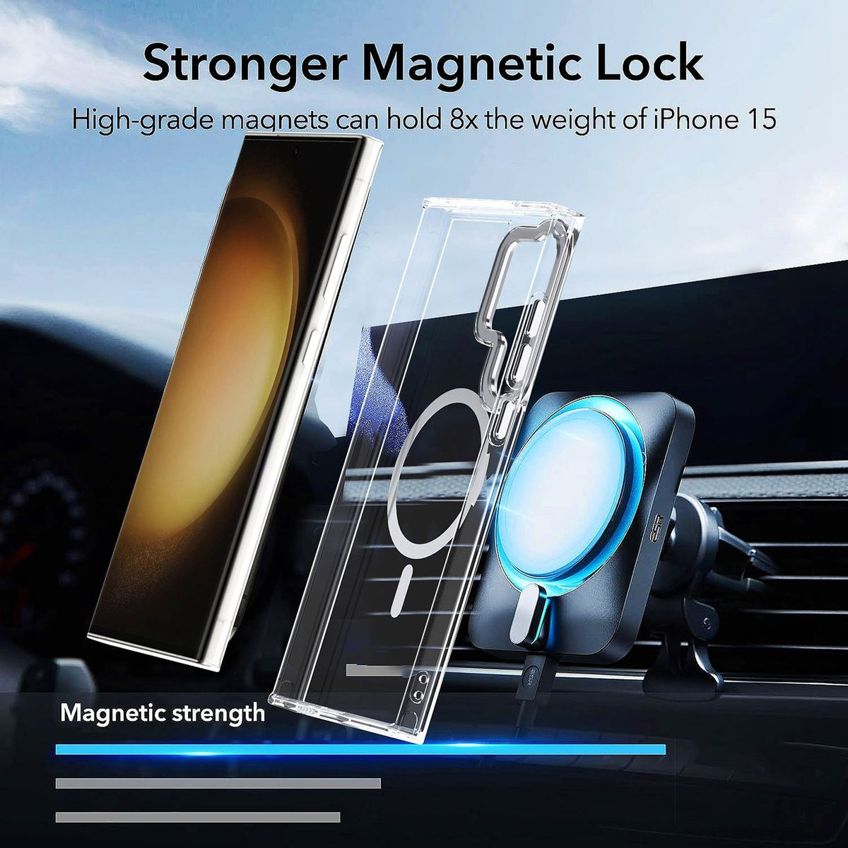 WIGENTO MagSafe Silikon Acryl Case, S24 TPU Galaxy Samsung, Transparent Backcover, Ultra