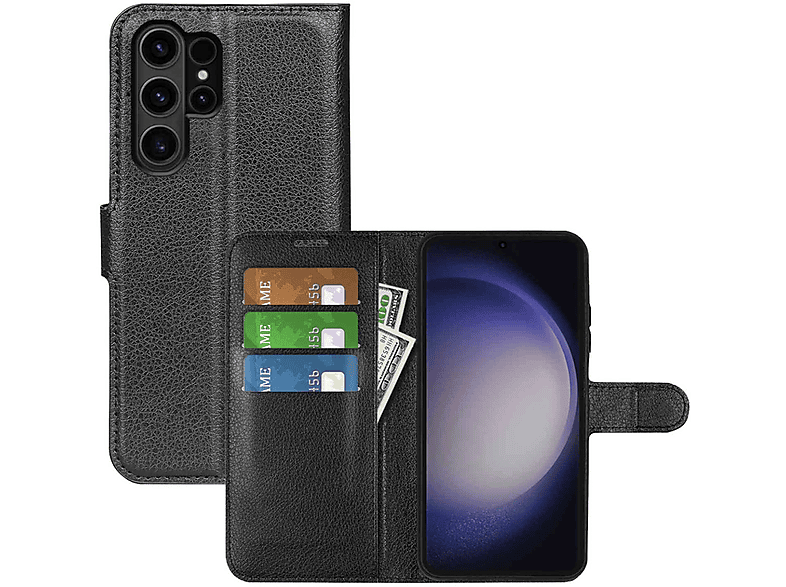 Wallet Tasche mit Geld Fach, Bookcover, S24 Galaxy Samsung, Ultra, WIGENTO Schwarz Book & Kreditkarten