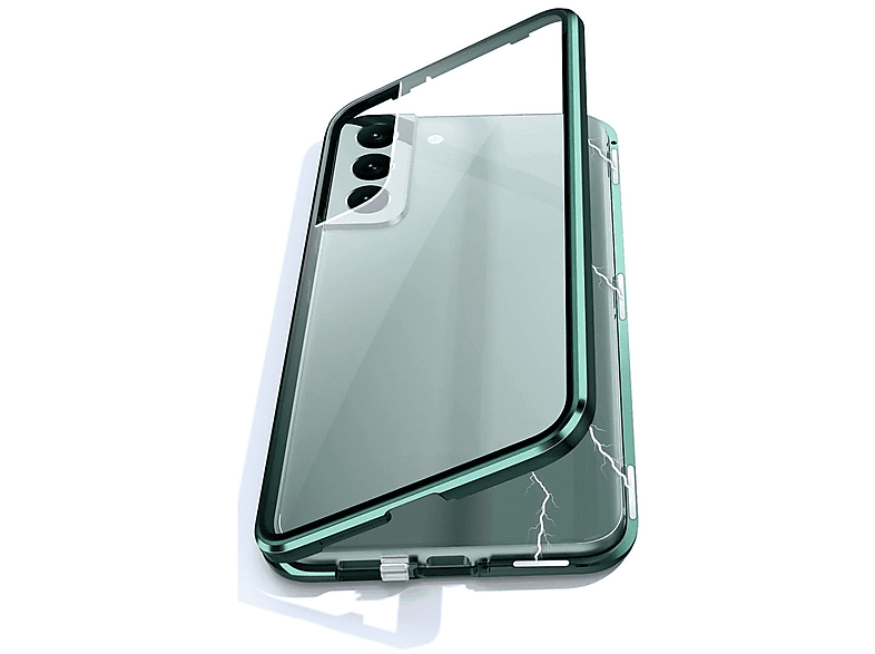 WIGENTO Beidseitiger 360 Grad Glas / Cover, S24 Transparent Samsung, Grün Hülle, Full Galaxy Plus, Magnet