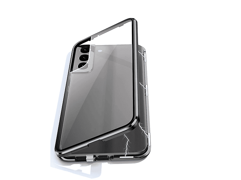 Samsung, 360 Galaxy Beidseitiger Hülle, Transparent / Glas Magnet Full S24, Grad Cover, Schwarz WIGENTO